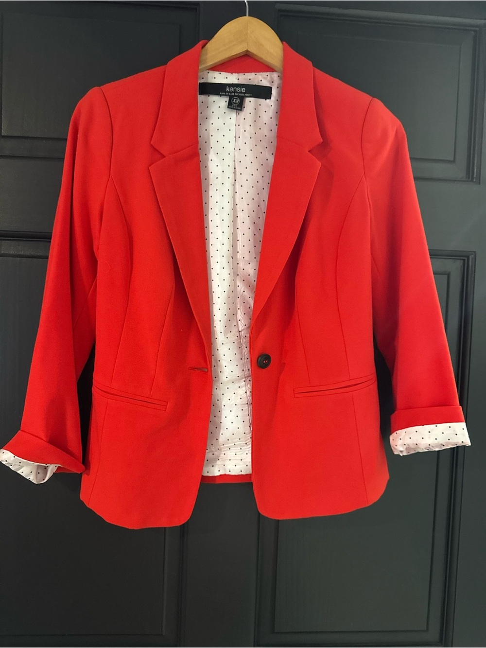 kensie Women's Bright Red Single-Button Blazer